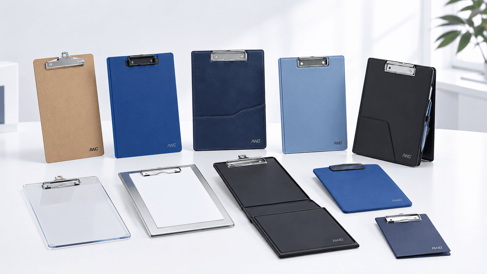 Blue AWG clipboard with paper