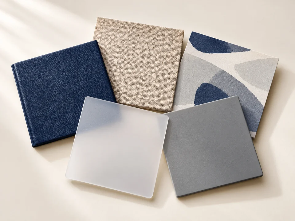 A selection of cover material surfaces and textures