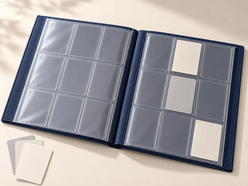 Album pages with protective card pockets
