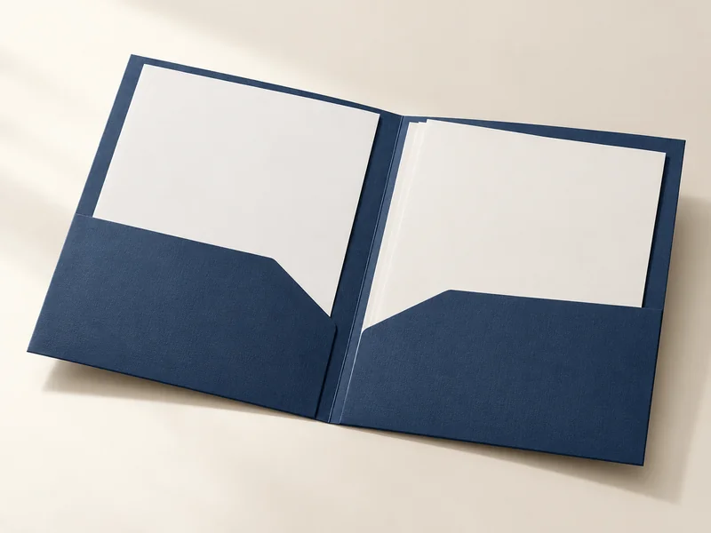 Open presentation folder with internal pockets